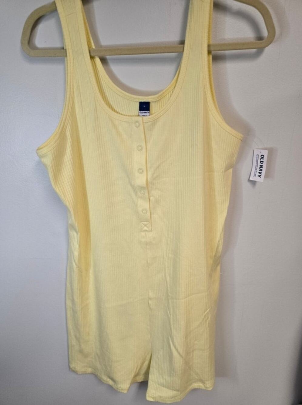 Old Navy Rib Henley Pajama Romper sz Large yellow NWT